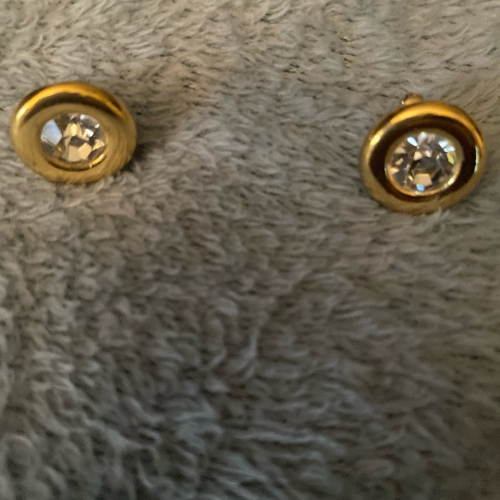 Kenneth Jay Lane Gold Tone and Crystal Earrings